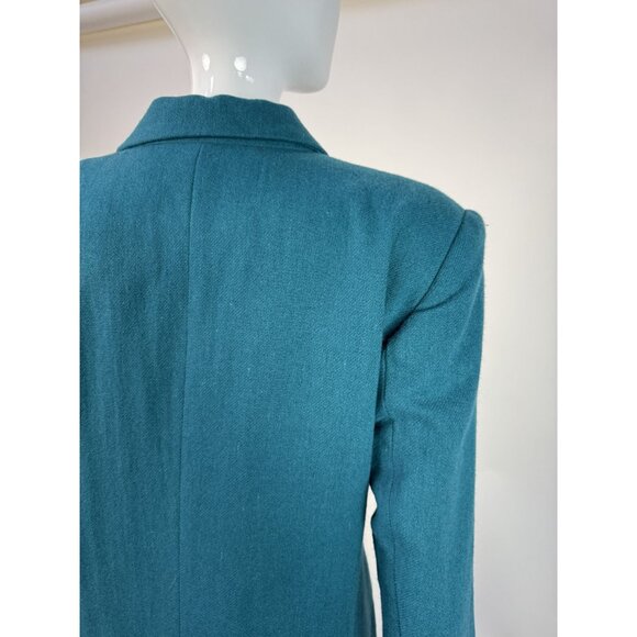 Joan Leslie Teal Wool Blend Blazer Womens Size 8P Made In El Salvador Single-But - Picture 15 of 16